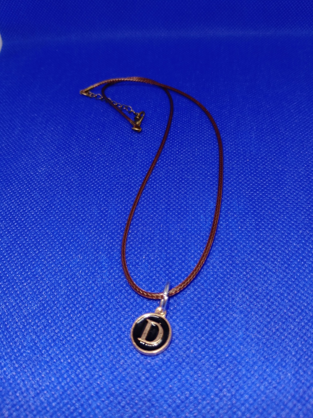 Initial D Pendant Necklace in Black and Brown